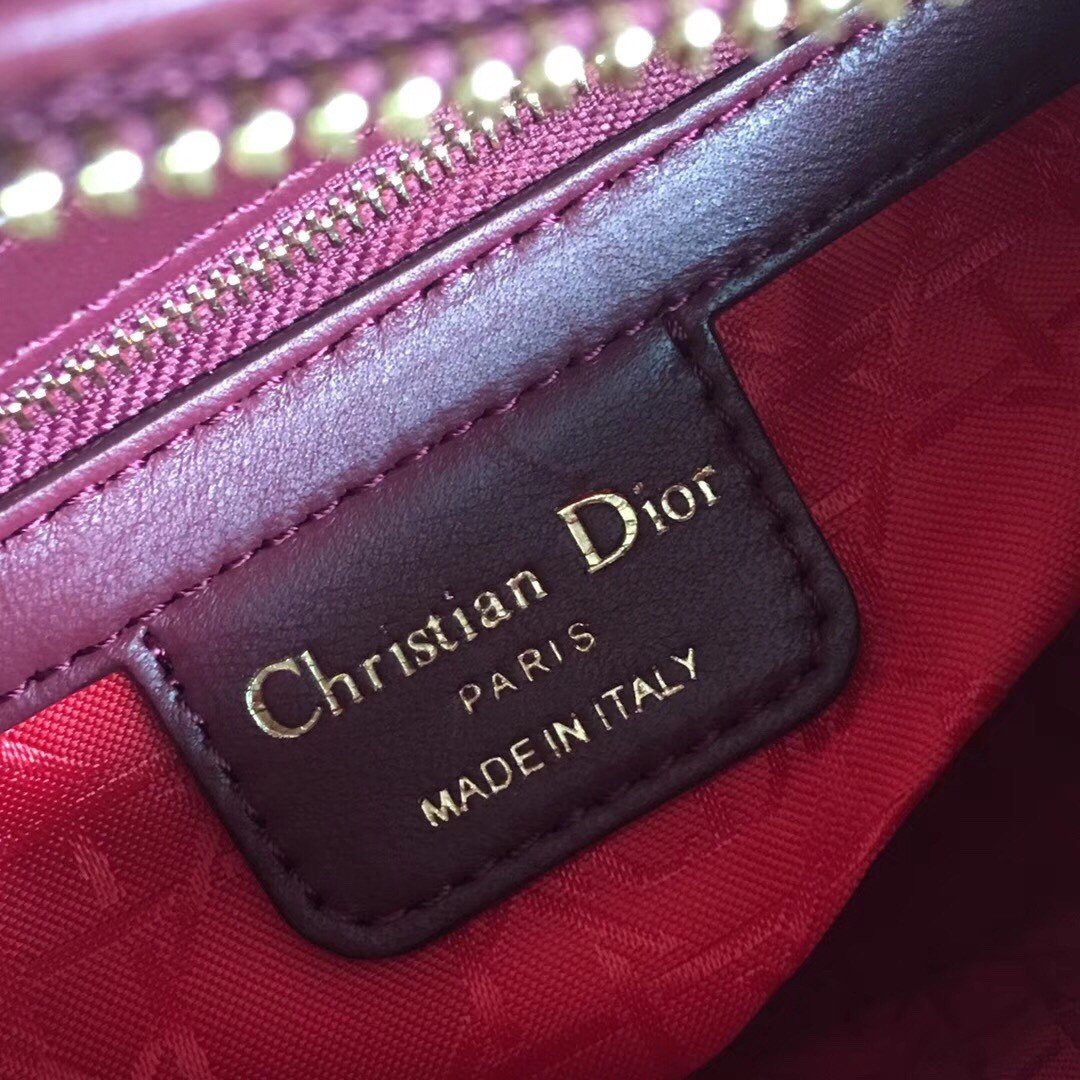 Dior Lady Dior Medium Bag In Bordeaux Lambskin