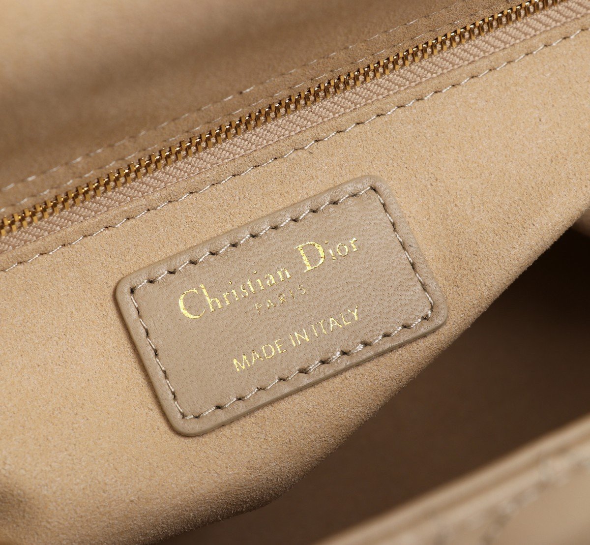 Dior Lady Dior Medium Bag in Beige Lambskin with Enamel Charm