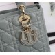 Dior Lady Dior Medium Bag in Grey Lambskin with Enamel Charm