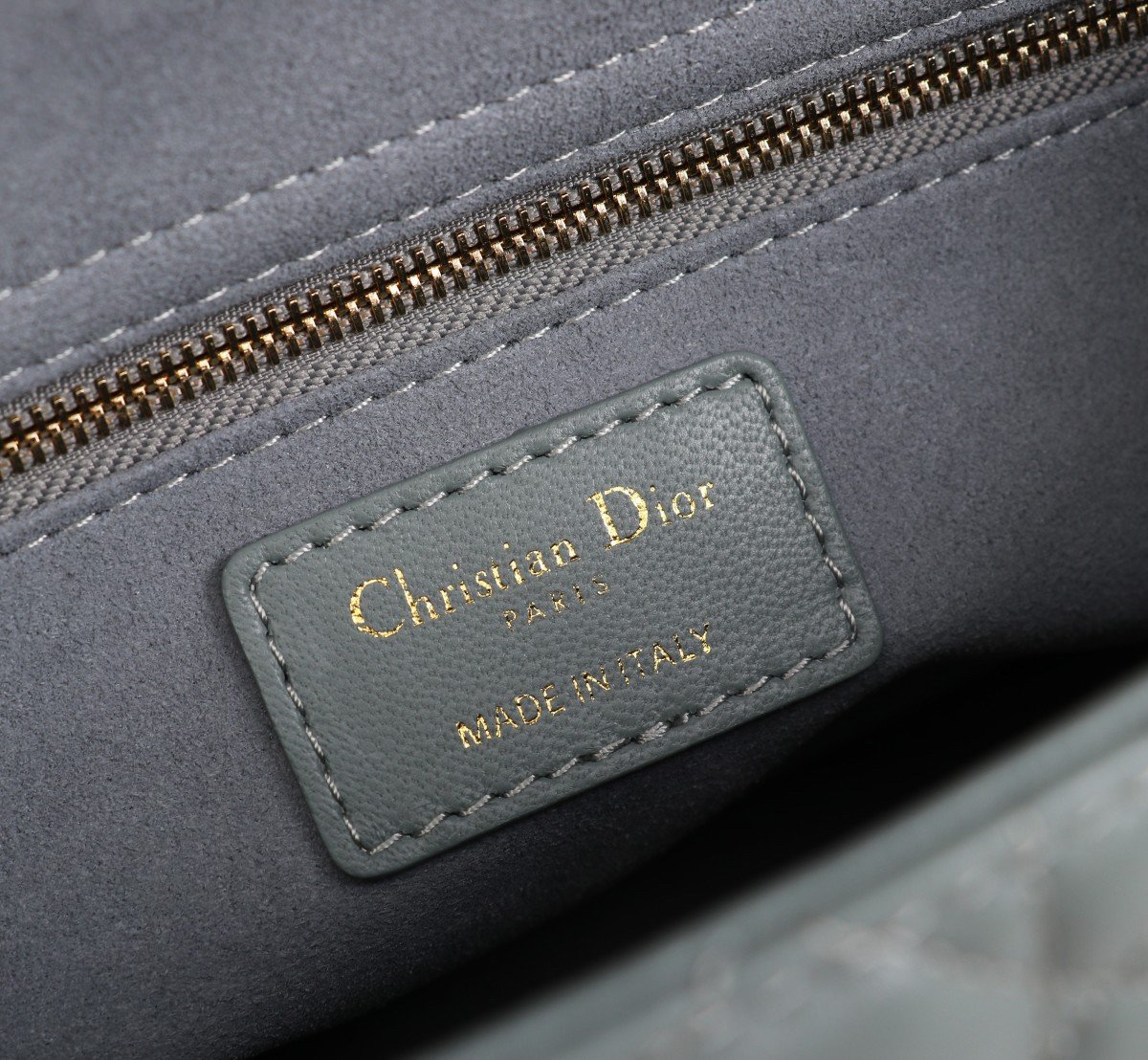 Dior Lady Dior Medium Bag in Grey Lambskin with Enamel Charm