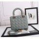 Dior Lady Dior Medium Bag in Grey Lambskin with Enamel Charm