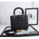 Dior Lady Dior Medium Bag in Black Lambskin with Enamel Charm