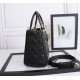 Dior Lady Dior Medium Bag in Black Lambskin with Enamel Charm