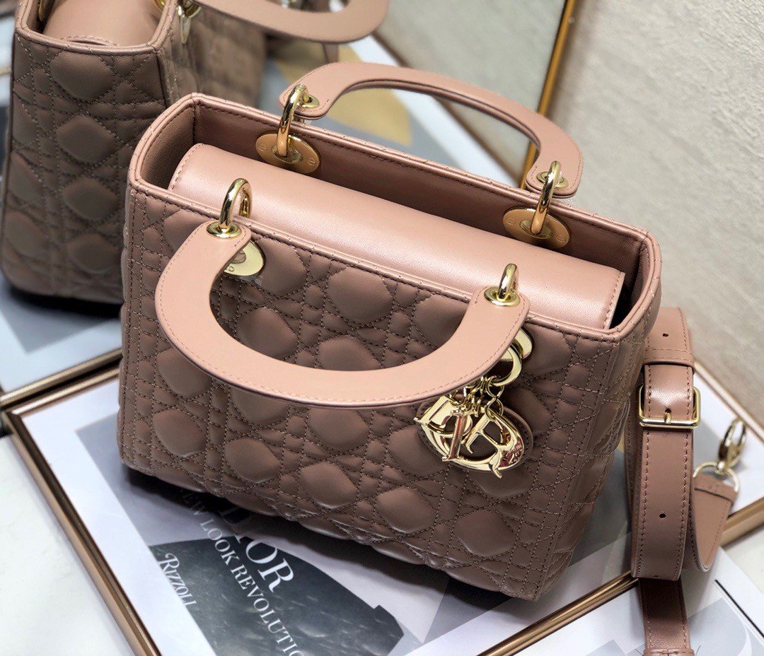 Dior Lady Dior Medium Bag In Blush Cannage Lambskin