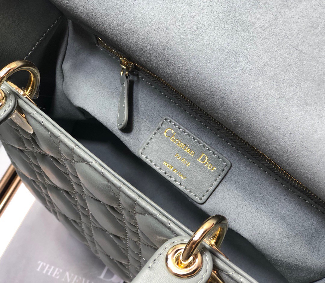 Dior Lady Dior Medium Bag In Grey Cannage Lambskin