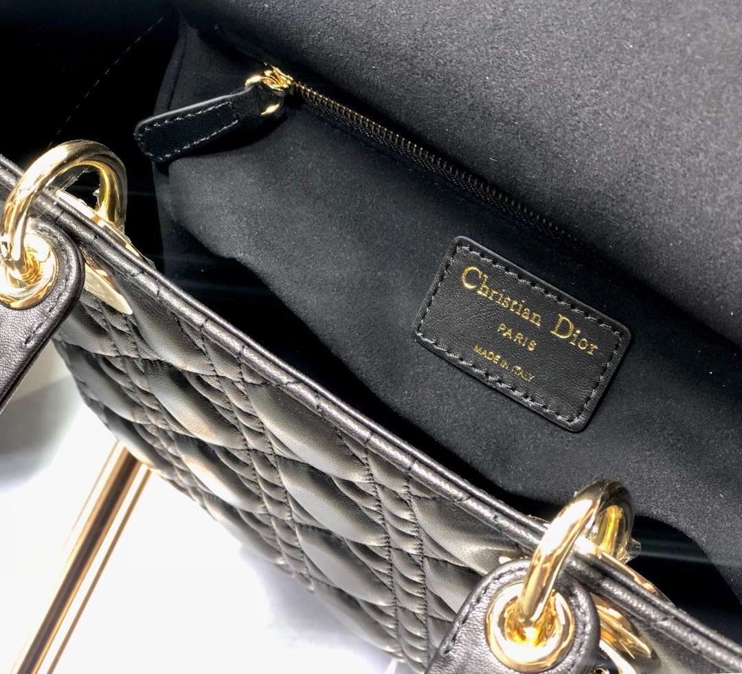 Dior Lady Dior Medium Bag In Black Cannage Lambskin