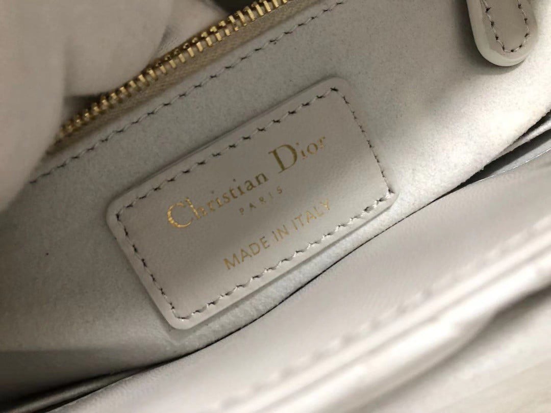 Dior Lady Dior Medium Bag In White Cannage Lambskin