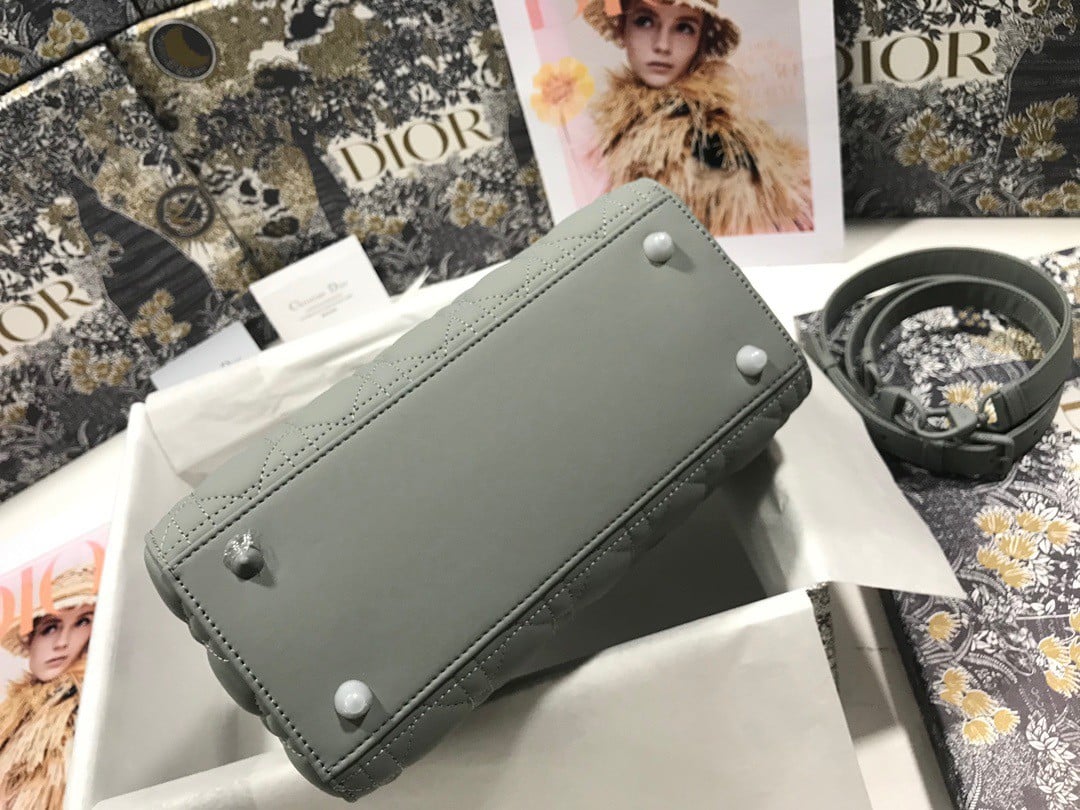 Dior Lady Dior Medium Bag In Grey Ultramatte Cannage Calfskin