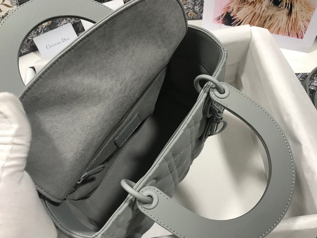 Dior Lady Dior Medium Bag In Grey Ultramatte Cannage Calfskin