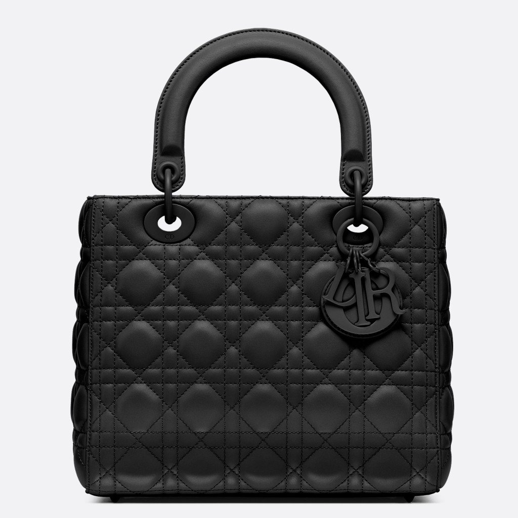 Dior Lady Dior Medium Bag In Black Ultramatte Cannage Calfskin