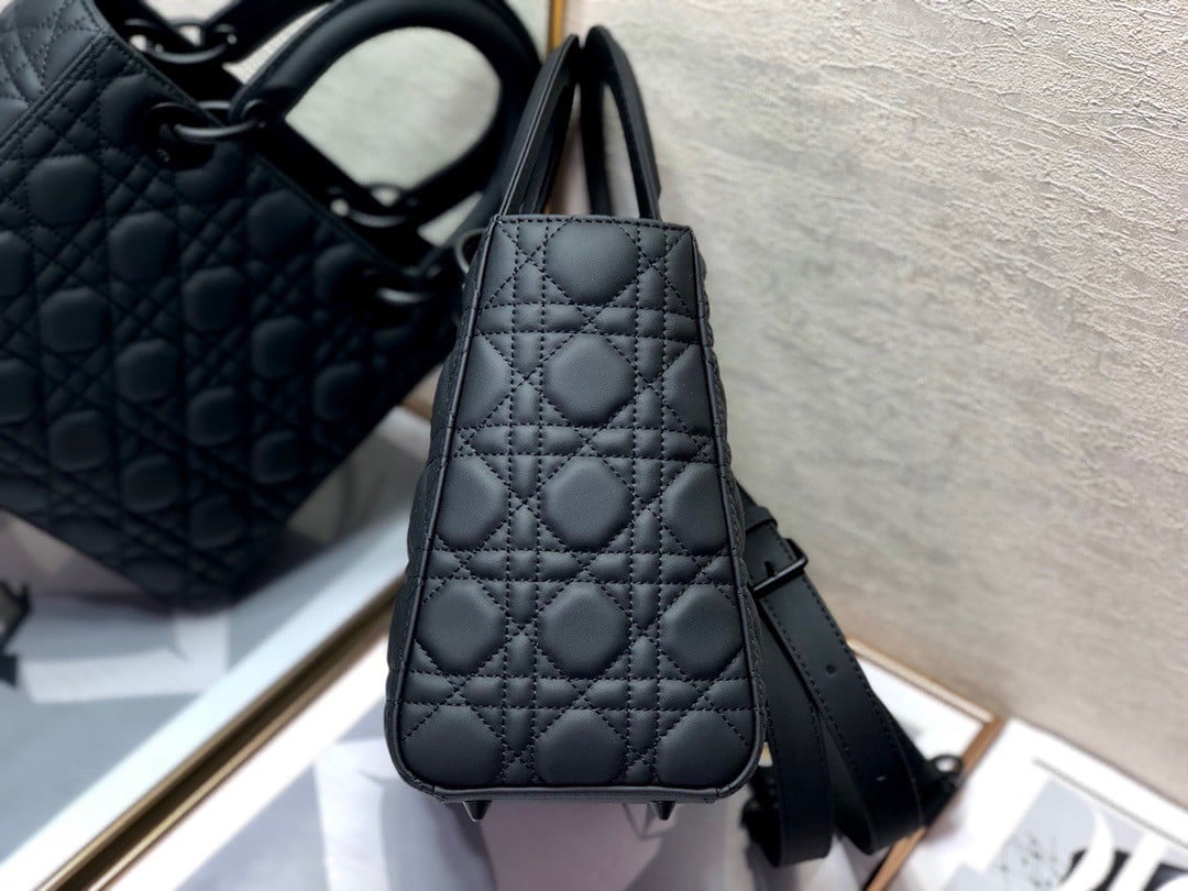 Dior Lady Dior Medium Bag In Black Ultramatte Cannage Calfskin