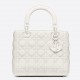 Dior Lady Dior Medium Bag In White Ultramatte Cannage Calfskin