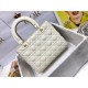 Dior Lady Dior Medium Bag In White Ultramatte Cannage Calfskin