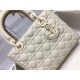 Dior Lady Dior Medium Bag In White Ultramatte Cannage Calfskin