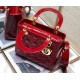 Dior Lady Dior Medium Bag In Red Patent Cannage Calfskin