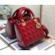 Dior Lady Dior Medium Bag In Red Patent Cannage Calfskin