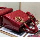 Dior Lady Dior Medium Bag In Red Patent Cannage Calfskin