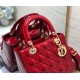 Dior Lady Dior Medium Bag In Red Patent Cannage Calfskin