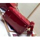 Dior Lady Dior Medium Bag In Red Patent Cannage Calfskin