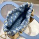 Dior Lady Dior Medium Bag in Wicker and Light Blue Oblique Jacquard