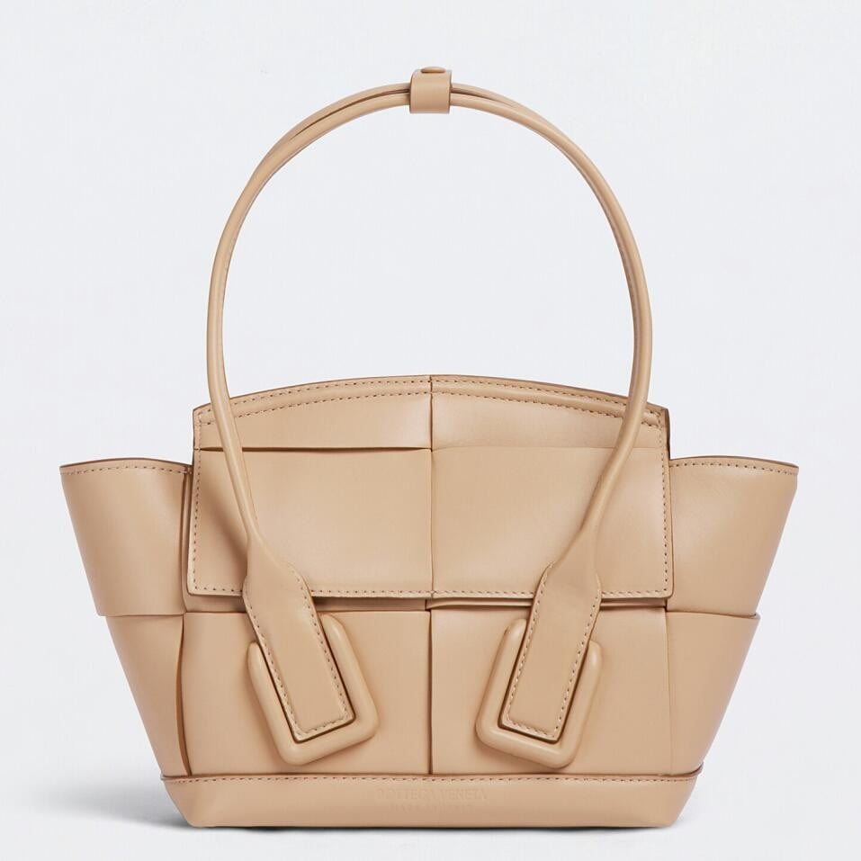 Bottega Veneta Arco Mini Bag In Beige Intrecciato Calfskin