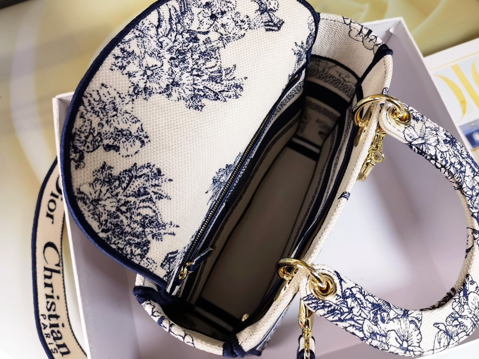 Dior Lady D-Lite Medium Bag In Blue Multicolor Rêve d'Infini Embroidery