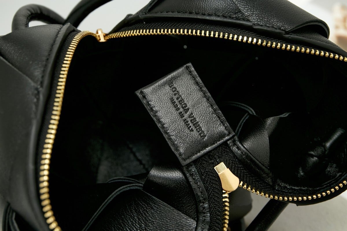 Bottega Veneta Mini Cassette Camera Bag In Black Lambskin