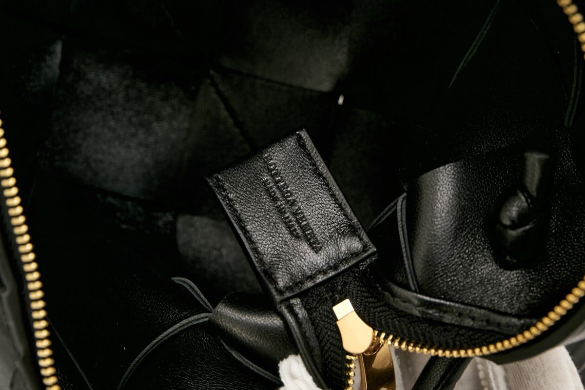 Bottega Veneta Small Cassette Camera Bag In Black Lambskin