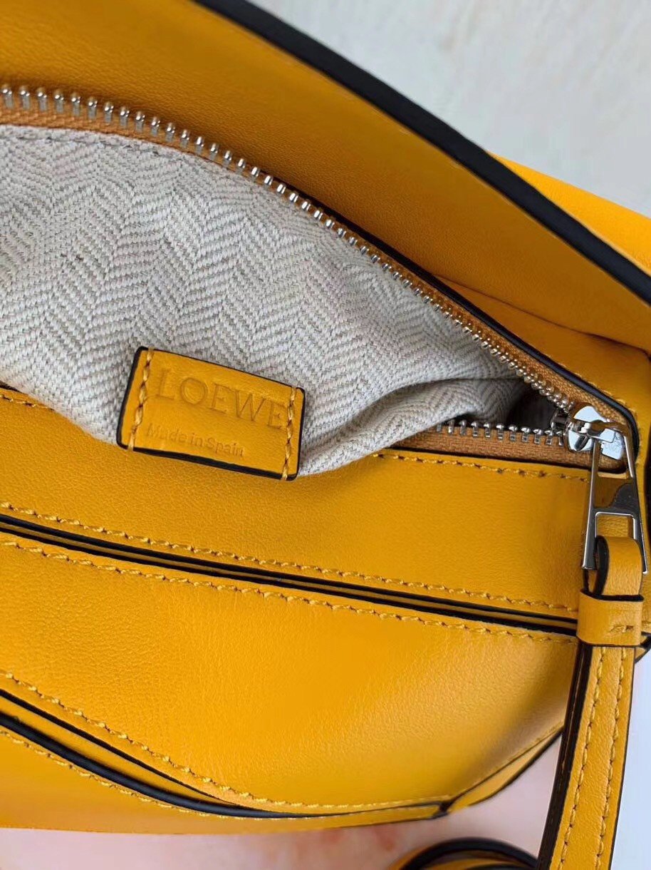 Loewe Puzzle Mini Bag In Yellow Calfskin