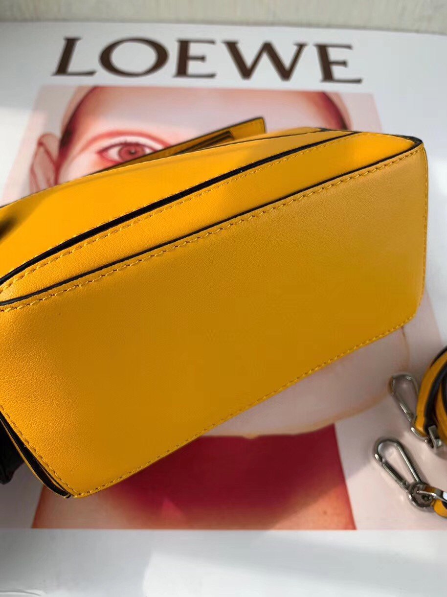 Loewe Puzzle Mini Bag In Yellow Calfskin