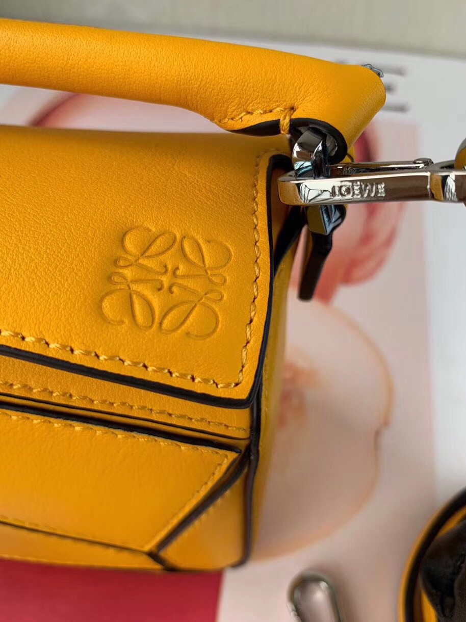 Loewe Puzzle Mini Bag In Yellow Calfskin