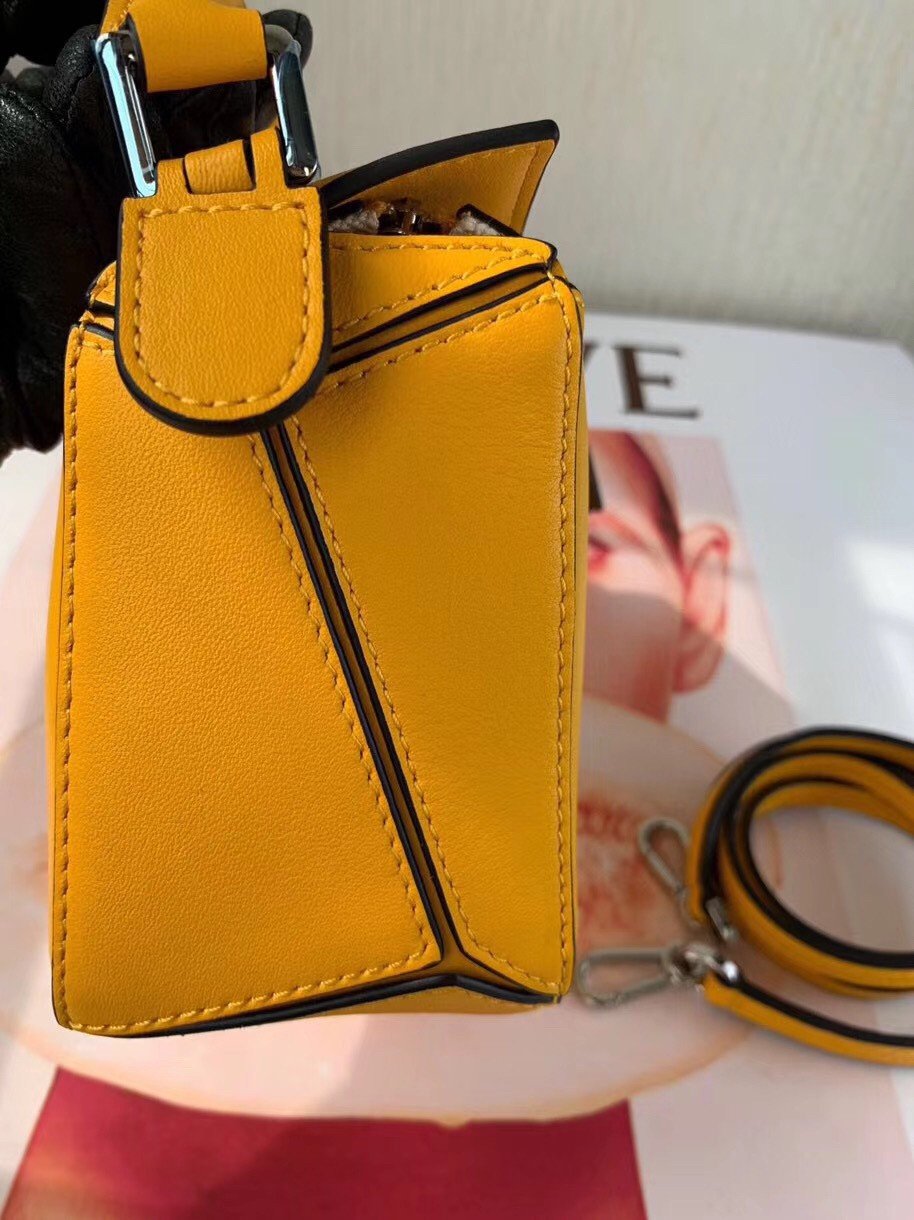 Loewe Puzzle Mini Bag In Yellow Calfskin