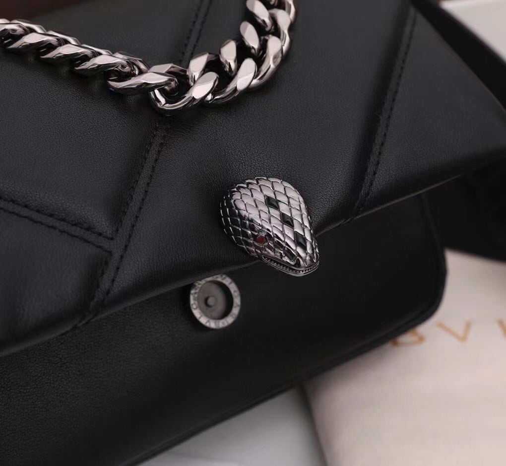 Bvlgari Serpenti Cabochon Mini Bag In Black Calfskin