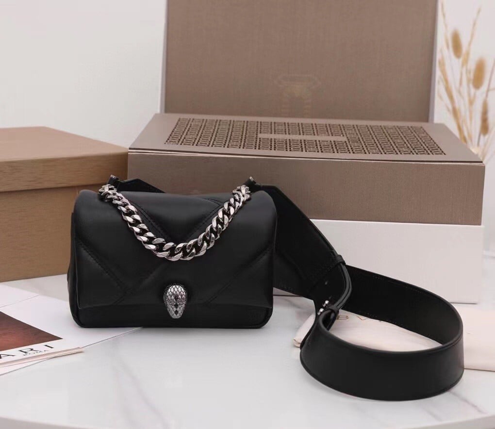 Bvlgari Serpenti Cabochon Mini Bag In Black Calfskin