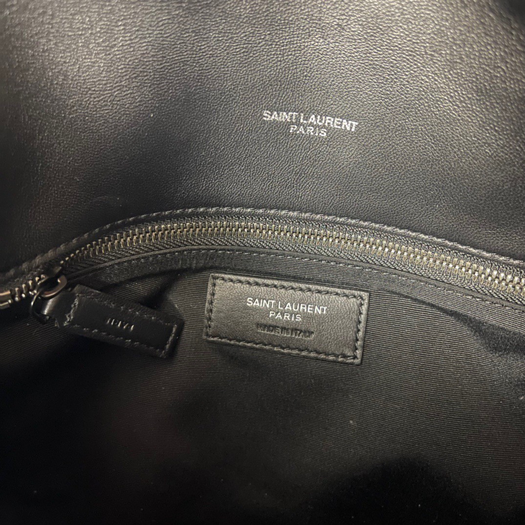 Saint Laurent Puffer Small Chain All Black Bag In Quilted Lambskin