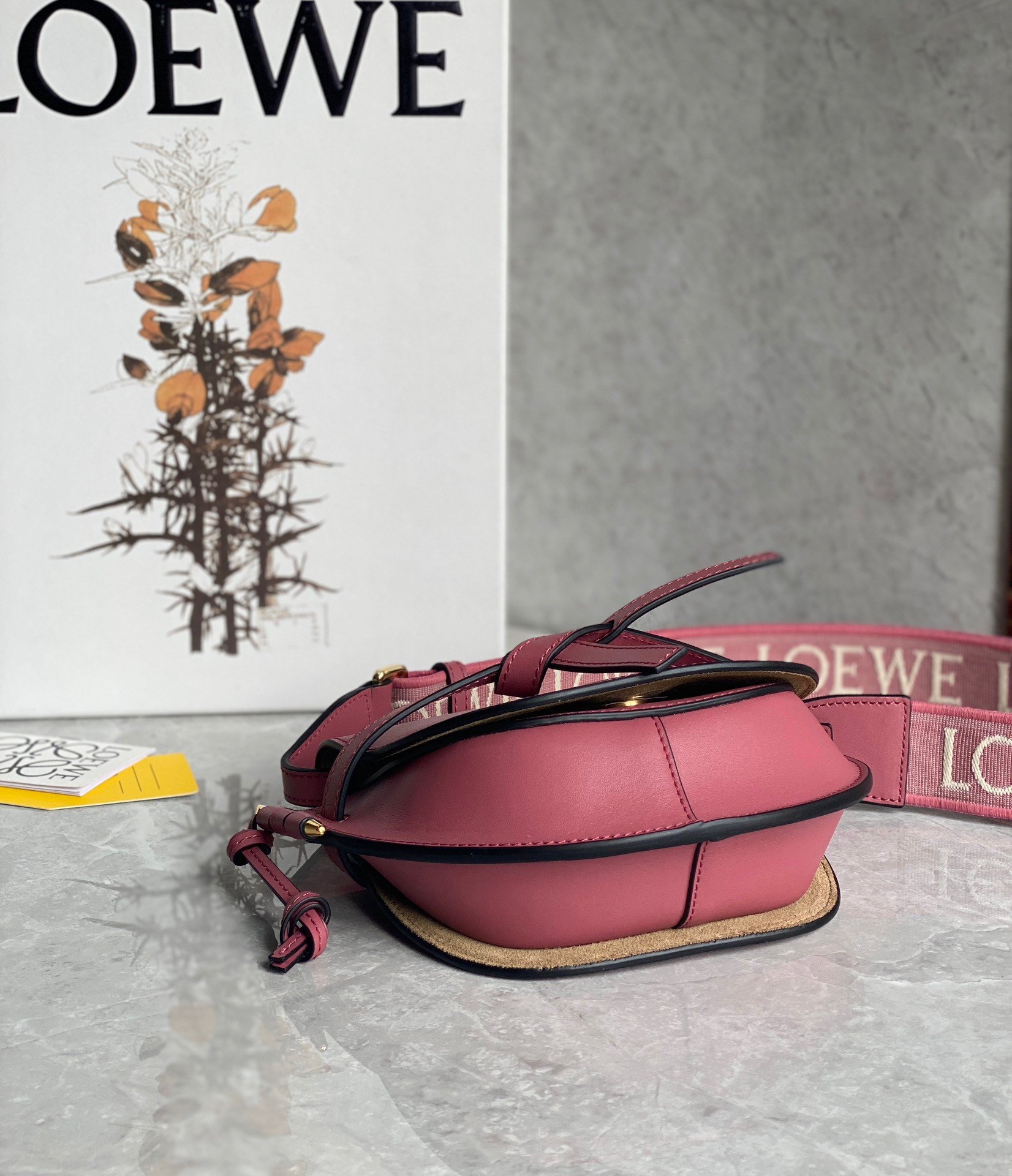 Loewe Mini Gate Dual Bag In Plumrose Calfskin