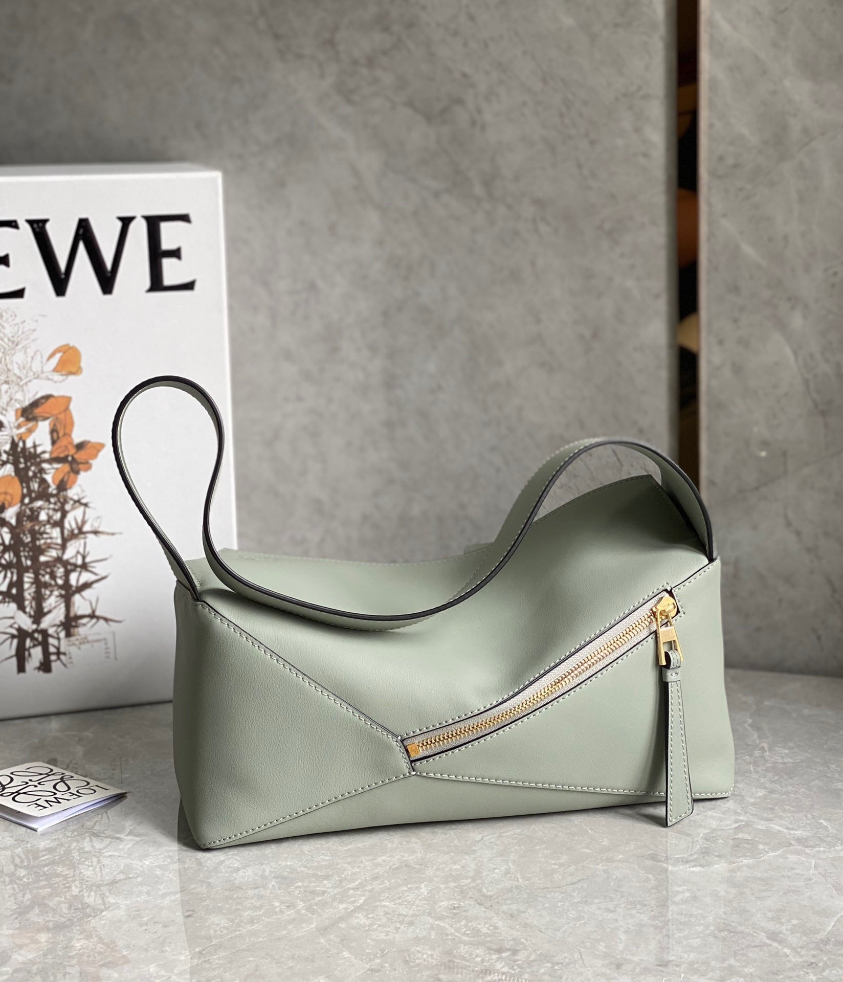 Loewe Puzzle Hobo Bag In Light Celadon Nappa Calfskin