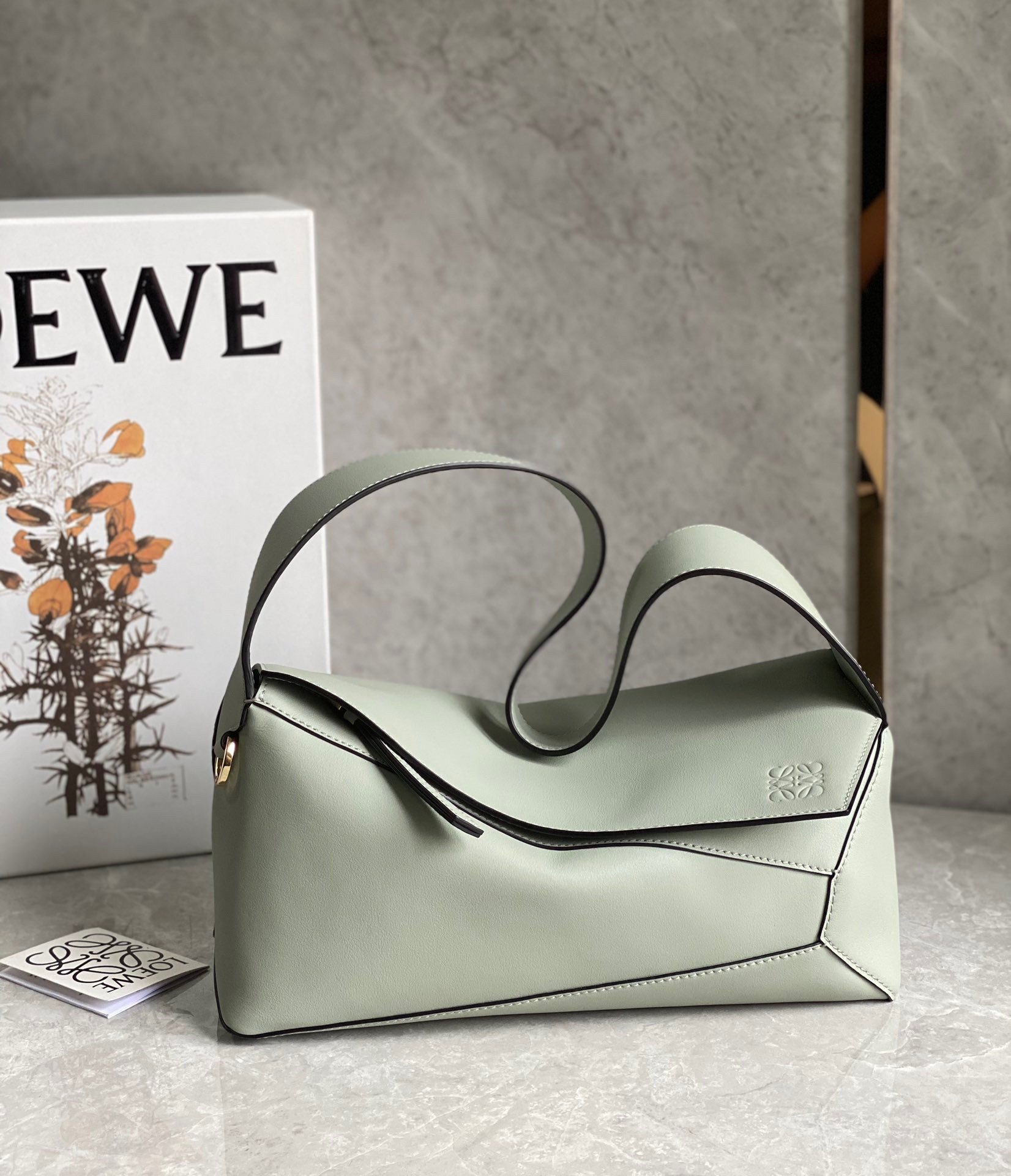 Loewe Puzzle Hobo Bag In Light Celadon Nappa Calfskin