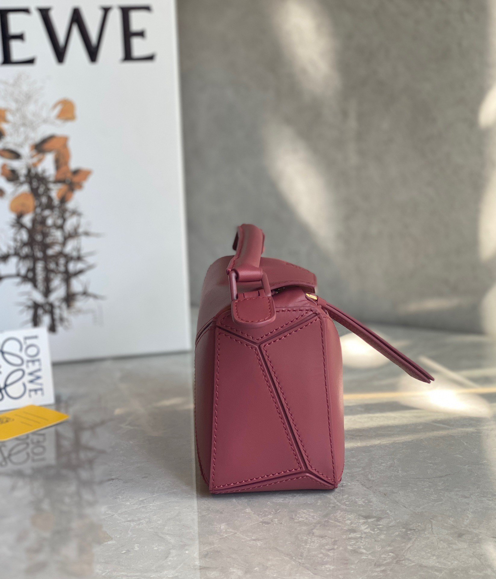 Loewe Puzzle Mini Bag In Plumrose Satin Calfskin