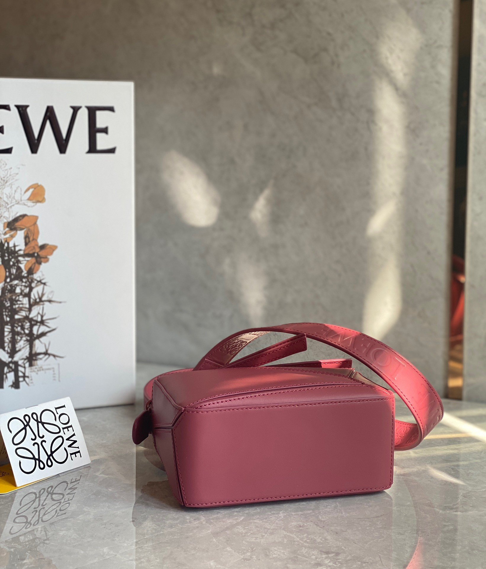 Loewe Puzzle Mini Bag In Plumrose Satin Calfskin