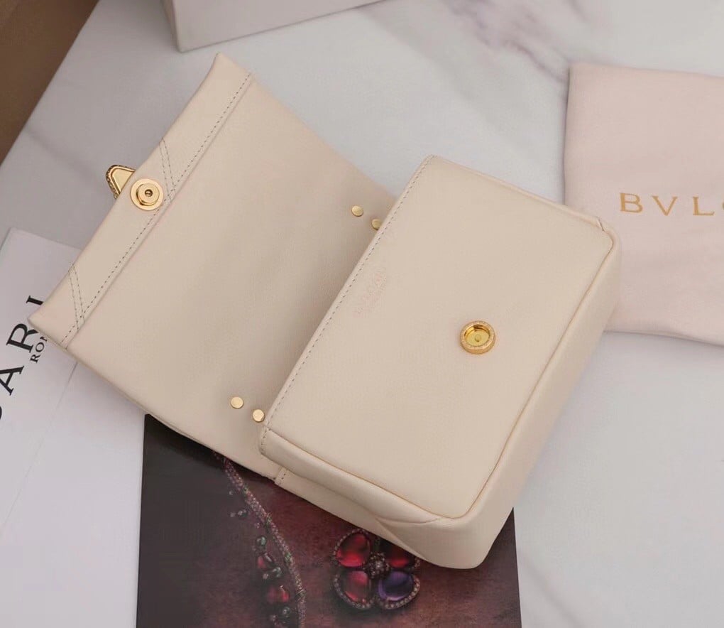 Bvlgari Serpenti Cabochon Mini Bag In White Calfskin