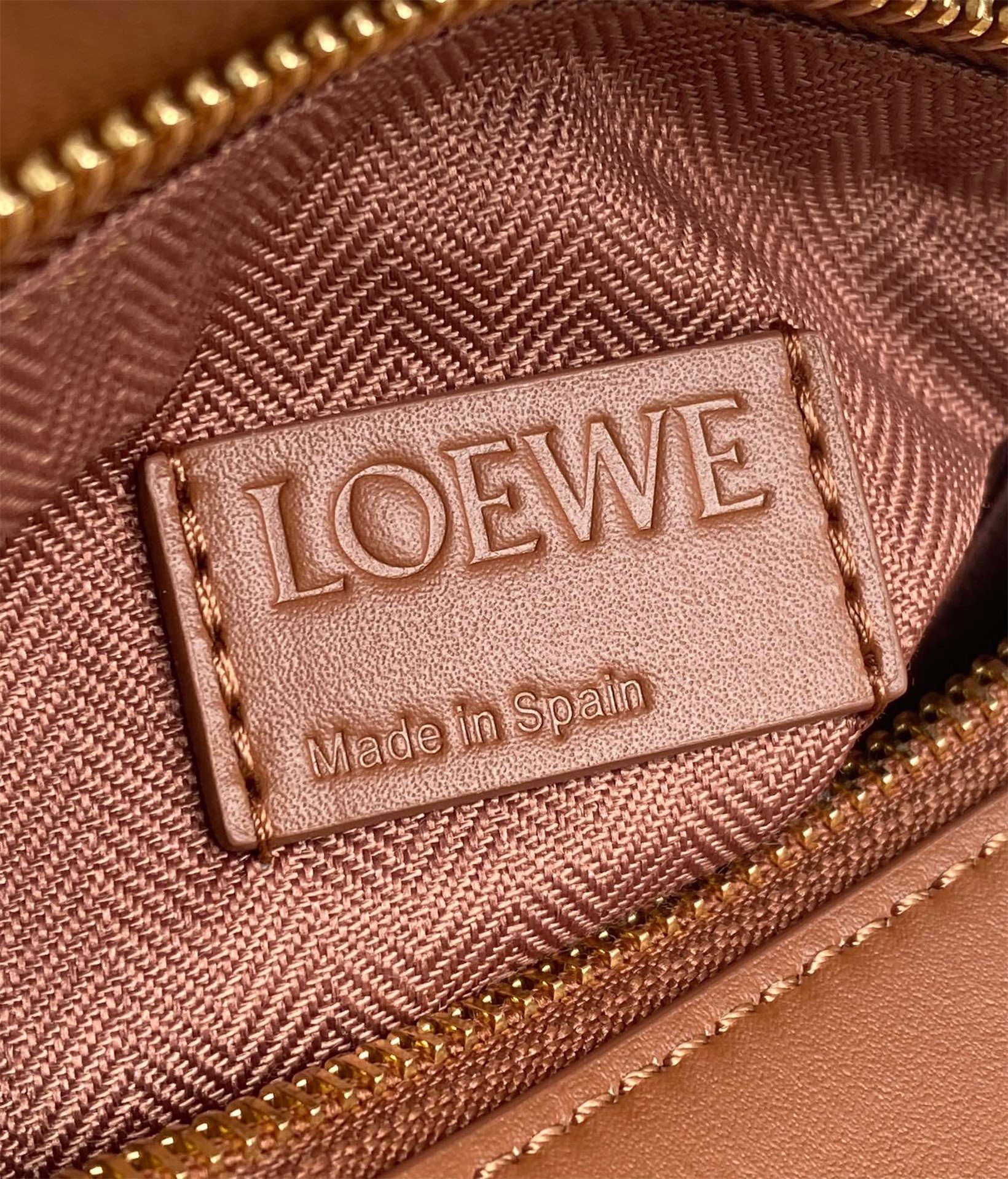 Loewe Puzzle Small Bag In Brown Satin Calfskin