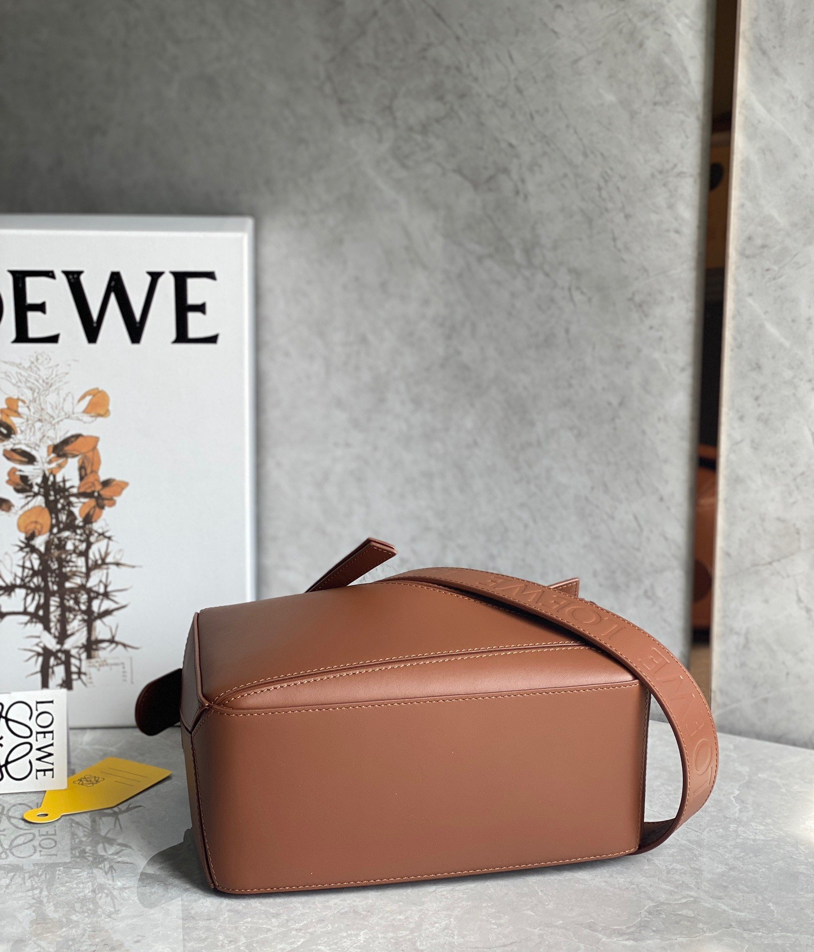 Loewe Puzzle Small Bag In Brown Satin Calfskin