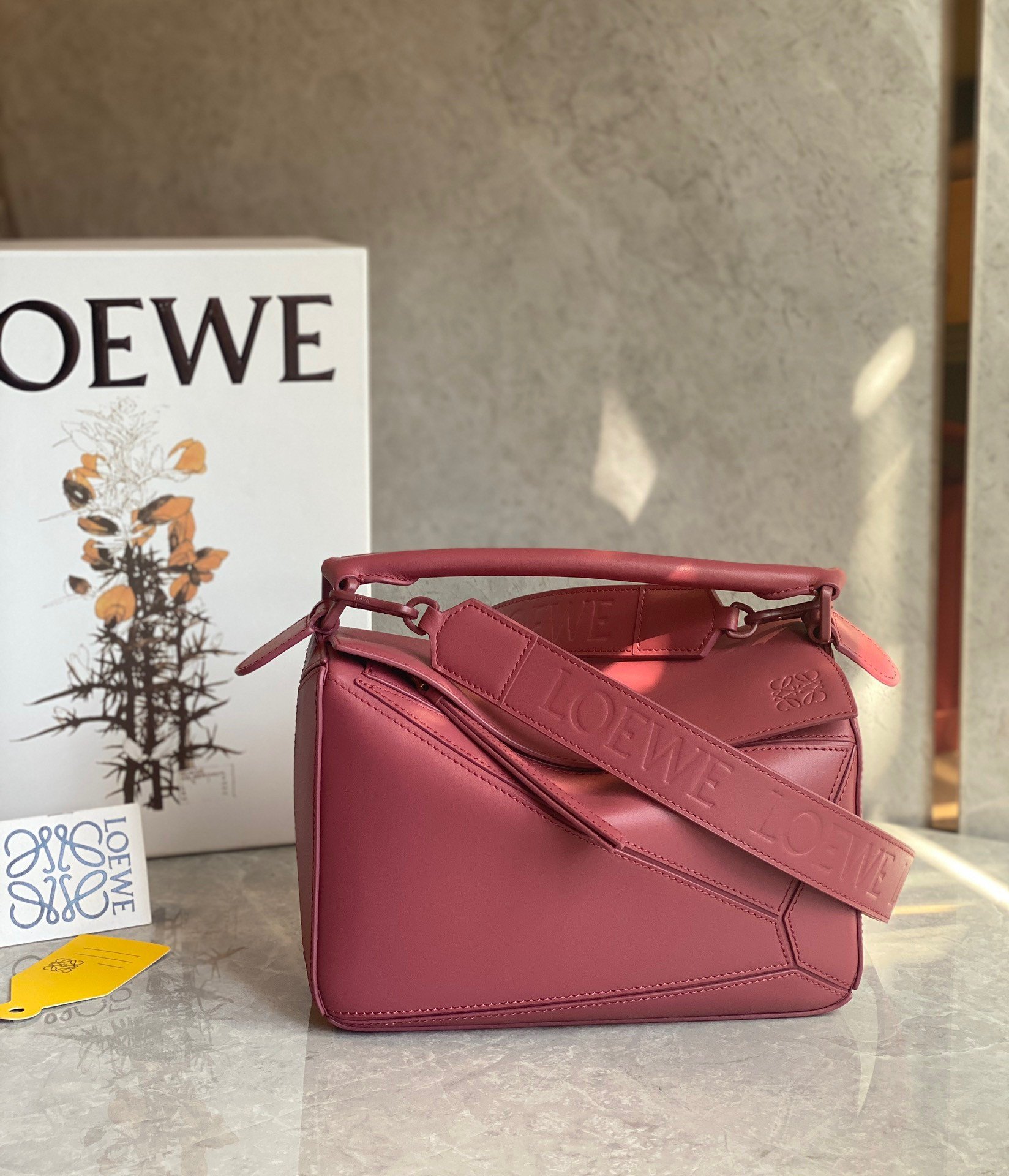 Loewe Puzzle Small Bag In Plumrose Satin Calfskin