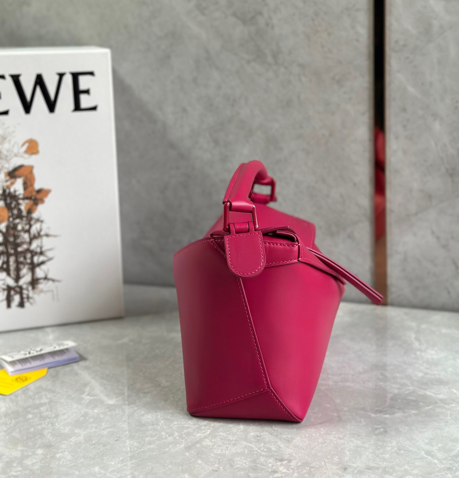 Loewe Puzzle Edge Small Bag In Ruby Red Satin Calfskin