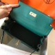 Hermes Kelly Retourne 28 Handmade Bag In Malachite Clemence Leather