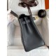 Hermes Kelly Retourne 28 Handmade Bag In Black Clemence Leather