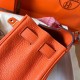 Hermes Kelly Retourne 28 Handmade Bag In Orange Clemence Leather