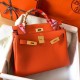 Hermes Kelly Retourne 28 Handmade Bag In Orange Clemence Leather