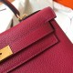 Hermes Kelly Retourne 28 Handmade Bag In Ruby Clemence Leather